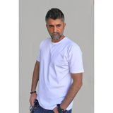 Vien&Karl Erkek Beyaz Slim Fit Bisiklet Yaka Pamuk Elastan Basic Tişört - 5XL