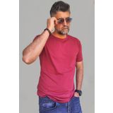 Vien&Karl Erkek Bordo Slim Fit Bisiklet Yaka Pamuk Elastan Basic Tişört
