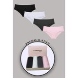 Vien&Karl Kadın Renkli Hipster(Yarı Yüksek Bel) Külot 4'Lü Premium Kutuda Siyah Beyaz Füme Pembe