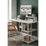 Vienna 2 Raflı Metal Ayak Çalışma Masası Laptop Bilgisayar Masası 60x120cm, Beyaz - Beyaz