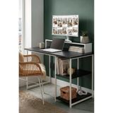 Vienna 2 Raflı Metal Ayak Çalışma Masası Laptop Bilgisayar Masası 60x120cm Beyaz Siyah Modern Country Stil