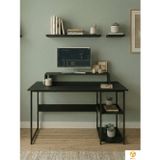 Vienna 60x120cm 2 Raflı Metal Ayak Çalışma Masası Laptop Masası Bilgisayar Masası Siyah- Siyah