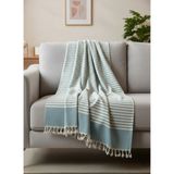 Vienna Home %100 Pamuk Tv Battaniyesi 100×165 cm – Dekoratif Soft Desen, Hafif ve Nefes Alabilir - Turkuaz - Krem - 100 x 165 cm