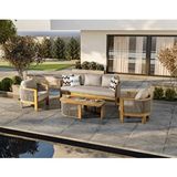 Vieno Home Garden Ares Wood Bahçe Balkon Oturma Grubu Bej
