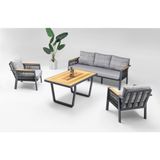 Vieno Home Garden Artemis Plus 3'lü Alüminyum Bahçe Balkon Oturma Grubu Antrasit