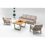 Vieno Home Garden Artemis Plus 3'lü Alüminyum Bahçe Balkon Oturma Grubu Cappuccino