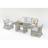 Vieno Home Garden Berlin Rattan Bahçe Balkon Oturma Grubu Gri