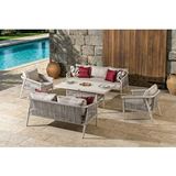 Vieno Home Garden Calisto 7 Kişilik Bahçe Balkon Oturma Grubu 3+2+1+1 Krem