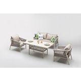 Vieno Home Garden Calisto Mini Bahçe Balkon Oturma Grubu Krem