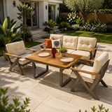 Vieno Home Garden Norma Bahçe Balkon Oturma Grubu Cappuccino Bej