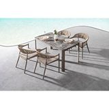 Vieno Home Garden Rita Alüminyum Bahçe Balkon Masa Takımı Hpl Kompakt Tablalı (80X140) Cappuccino