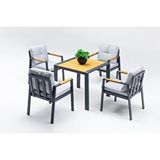 Vieno Home Garden Roxy Efes Alüminyum Bahçe Balkon Masa Takımı (80cm X 80cm) Antrasit