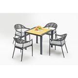 Vieno Home Garden Roxy Rita Alüminyum Bahçe Balkon Masa Takımı (80cm X 80cm) Antrasit
