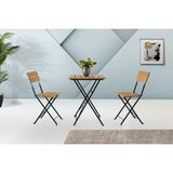 Viento Mobilya Ahşap Bistro Katlanır Naturel 55X55 Masa 2 Adet Naturel Katlanır Ahşap Sandalye Masa Takımı - 55 X 55