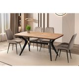Viento Mobilya Anka Diş Budak Açılır 160X90 Masa 8 Adet Babyface Kumaş Metal Ayak Fulya Sandalye Masa Takımı - Dışbudak - 160 X 90