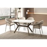 Viento Mobilya Anka Kar Beyaz Highgloss Açılır 130X80 Masa 4 Adet Babyface Kumaş Metal Evrim Sandalye Masa Takımı - Kırık Beyaz - 130 X 80