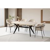 Viento Mobilya Anka Sidon Desen Açılır 160X90 Masa 6 Adet Bukle Kumaş Metal Ayak Evrim Sandalye Masa Takımı - 160 X 90