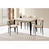 Viento Mobilya Arda Sidon Desen Yanlardan Açılır 120X80 Masa 4 Adet Bukle Kumaş Metal Gözde Sandalye Masa Takımı - 120 X 80