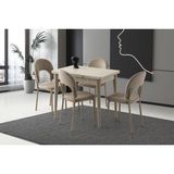 Viento Mobilya Arda Sidon Desen Yanlardan Açılır 90X60 Masa 4 Adet Babyface Metal Ay Sandalye Masa Takımı - 90 X 60