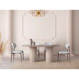 Viento Mobilya Bohem Cappucino Highgloss Sabit 180X90 Masa Liza 8 Adet Krem Bukle Kumaş Sandalye Masa Takımı - 180 X 90