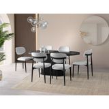 Viento Mobilya Bohem Irony Highgloss Sabit 180X90 Masa Liza 6 Adet Beyaz Bukle Kumaş Sandalye Masa Takımı - 180 X 90
