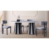 Viento Mobilya Bohem Sis Gri Highgloss Sabit 180X90 Masa Tuna 4 Adet Açık Gri Bukle Kumaş Sandalye Masa Takımı - 180 X 90