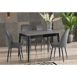 Viento Mobilya Büyüyen Retro Gümüş Desen Açılır 110X70 Masa Gül 6 Adet Kazayağı Kumaş Sandalye Masa Takımı - Retro Taşı Rengi - 110 X 70