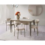 Viento Mobilya Kaşıklıklı Kelebek Cappucino Hg Açılır 135X80 Masa Vera 6 Adet Vizon Bukle Sandalye Masa Takımı - 135 X 80