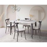Viento Mobilya Kaşıklıklı Kelebek Venezia Hg Açılır 135X80 Masa Bahar 4 Adet Gri Babyface Sandalye Masa Takımı - 135 X 80