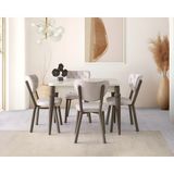 Viento Mobilya Kelebek Aytaşı Highgloss Açılır 110X70 Masa Elma 4 Adet Krem Babyface Kumaş Sandalye Masa Takımı - 110 X 70