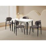 Viento Mobilya Kelebek Beyaz Renk Açılır 130X75 Masa 6 Adet Metal Polo Puffy Kumaş Siyah Metal Iskelet Sandalye Masa Takımı - 130 x 75