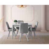 Viento Mobilya Kelebek Gri Sis Hg Açılır 110X70 Masa Liza 4 Adet Açık Gri Babyface Kumaş Sandalye Masa Takımı - 110 X 70