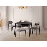 Viento Mobilya Kelebek Irony Highgloss Açılır 110X70 Masa Liza 4 Adet Gri Coco Kumaş Sandalye Masa Takımı - 110 X 70