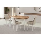Viento Mobilya Kelebek Kaşıklıklı Diş Budak Açılır 140X80 Masa 6 Adet Babyface Ahşap Fulya Sandalye Masa Takımı - Dışbudak - 140 X 80