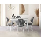Viento Mobilya Kelebek Marmo Hg Açılır 110X70 Masa Ahtapot 4 Adet Gri Babyface Kumaş Sandalye Masa Takımı - Gri - Beyaz - 110 X 70