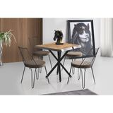 Viento Mobilya Kütük Antik Çam Desen Mdf Sabit 80X80 Masa Lady 4 Adet Kahve Döşeme Sandalye Masa Takımı - Atlantik Çam - 80 X 80