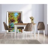 Viento Mobilya Lavinya Kaşıklıklı Antik Çam Açılır 130X80 Masa Hira 4 Adet Kahve Babyface Sandalye Masa Takımı - Atlantik Çam - 130 X 80