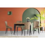 Viento Mobilya Lavinya Kaşıklıklı Antik Çam Açılır 130X80 Masa Leon 6 Adet Kahve Sandalye Kumaş Masa Takımı - Atlantik Çam - 130 X 80