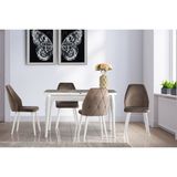 Viento Mobilya Lavinya Kaşıklıklı Efes Desen Açılır 130X80 Masa Hira 4 Adet Kahve Babyface Sandalye Masa Takımı - 130 X 80