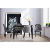 Viento Mobilya Lavinya Kaşıklıklı Siyah Mermer Açılır 130X80 Masa Hira 4 Adet Gri Babyface Sandalye Masa Takımı - 130 X 80