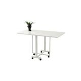 Viento Mobilya Lizbon Beyaz Renk Katlanır Açılır 130X70 Masa (Kapalı Ölçü 10X70, Yarım Açık Ölçü 70X70)