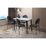Viento Mobilya Milano Açık Gri Highgloss Açılır 100X60 Masa 4 Adet Babyface Metal Suna Sandalye Masa Takımı - 100 X 60