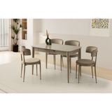 Viento Mobilya Milano Cappicino Highgloss Açılır 120X70 Masa 4 Adet Babyface Metal Gözde Sandalye Masa Takımı - Cappucino - 120 x 70