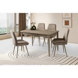 Viento Mobilya Milano Cappicino Highgloss Açılır 130X80 Masa 4 Adet Babyface Metal Ayak Fulya Sandalye Masa Takımı - Cappucino - 130 X 80