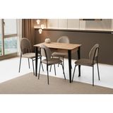 Viento Mobilya Milano Diş Budak Desen Açılır 100X60 Masa 4 Adet Babyface Metal Suna Sandalye Masa Takımı - Dışbudak - 100 X 60