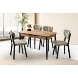 Viento Mobilya Milano Diş Budak Desen Açılır 120X70 Masa 6 Adet Babyface Metal Esinti Sandalye Masa Takımı - Dışbudak - 120 x 70