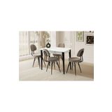 Viento Mobilya Milano Kar Beyaz Highgloss Açılır 100X60 Masa 4 Kişilik Babyface Metal Ece Sandalye Masa Takımı