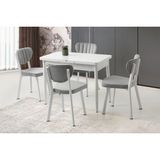 Viento Mobilya Milano Kelebek Beyaz Renk Açılır 100X60 Masa 4 Adet Babyface Metal Esinti Sandalye Masa Takımı - Beyaz Mermer - 100 X 60