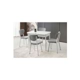 Viento Mobilya Milano Kelebek Beyaz Renk Açılır 100X60 Masa 4 Kişilik Babyface Metal Esinti Sandalye Masa Takımı