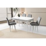 Viento Mobilya Milano Kelebek Beyaz Renk Açılır 130X80 Masa 6 Adet Babyface Ahşap Ayak Fulya Sandalye Masa Takımı - 130 X 80